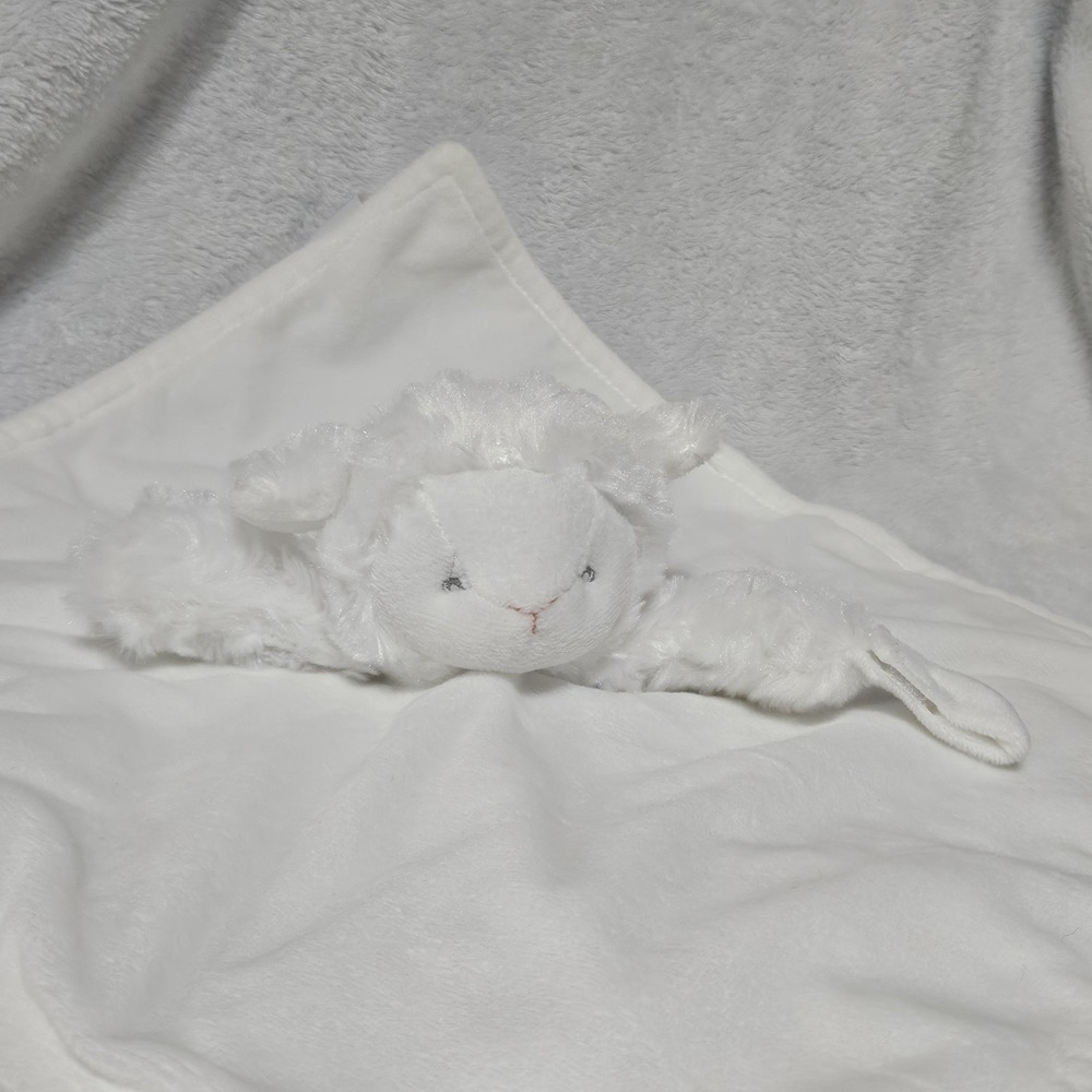 Carters White Lamb Lovey Security Blanket Plush Baby Snuggler 14x14 Farm - Picture 2 of 7